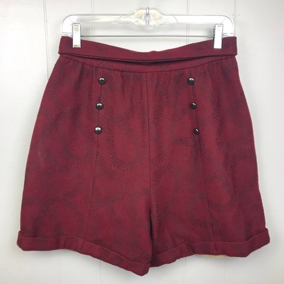 Italian Wool Blend High Waist Pinup Shorts Rocker Sailor Shorts Size Small - Picture 1 of 14